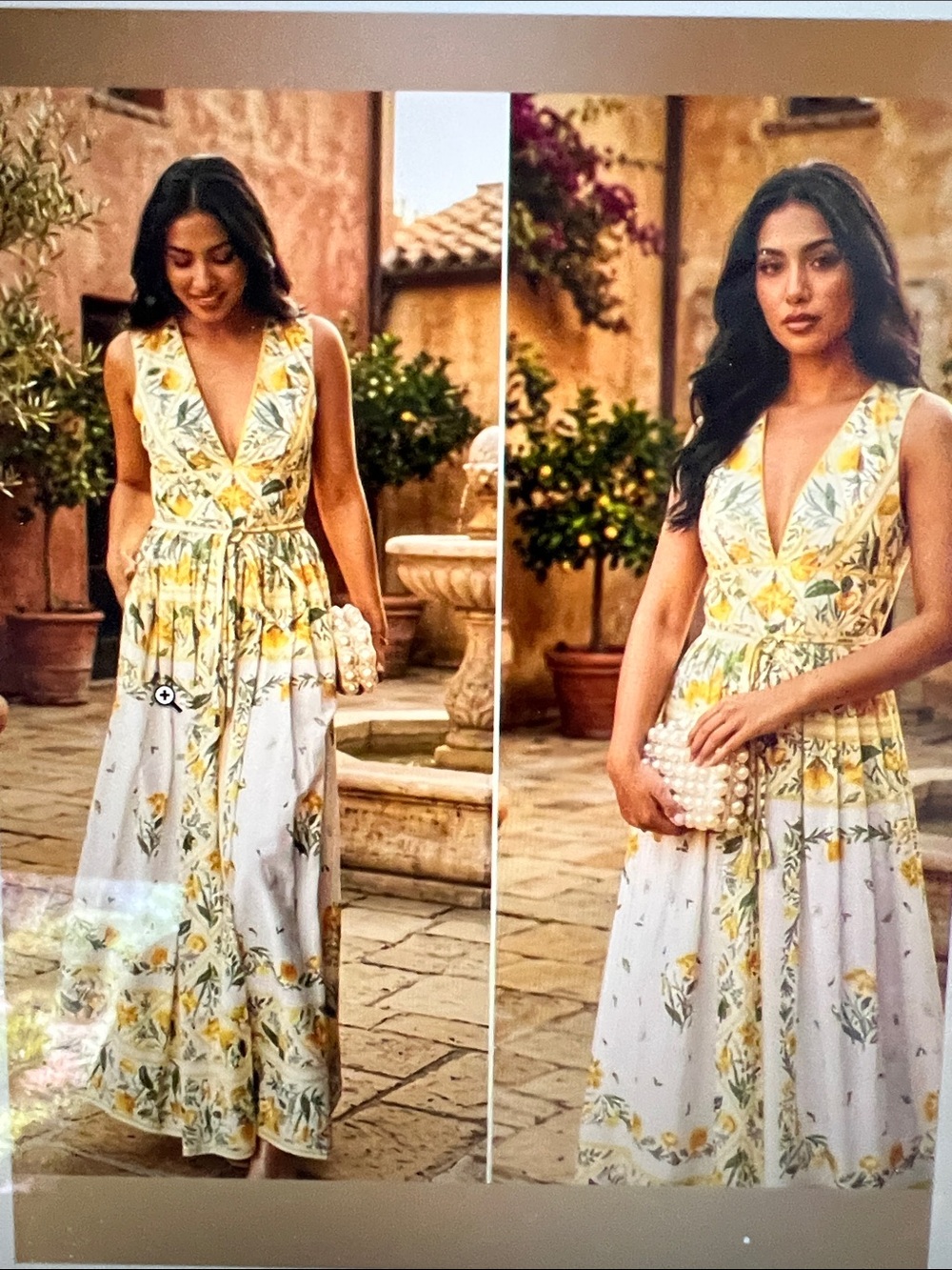 Antonio Melani Hannah Floral V-Neck Sleeveless dress in Yellow & Green